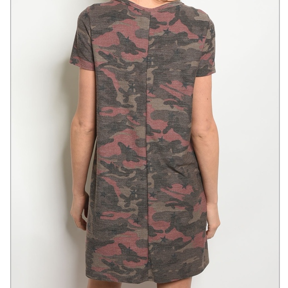 🆕 Mauve Short Sleeve Camo Dress - Picture 2 of 5